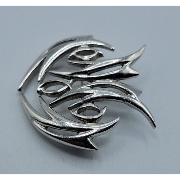 Norman Bel Geddes Brooch Pin Silver Tone Flow Of Motion Signed Estate Rare 1950s - Picture 4 of 16